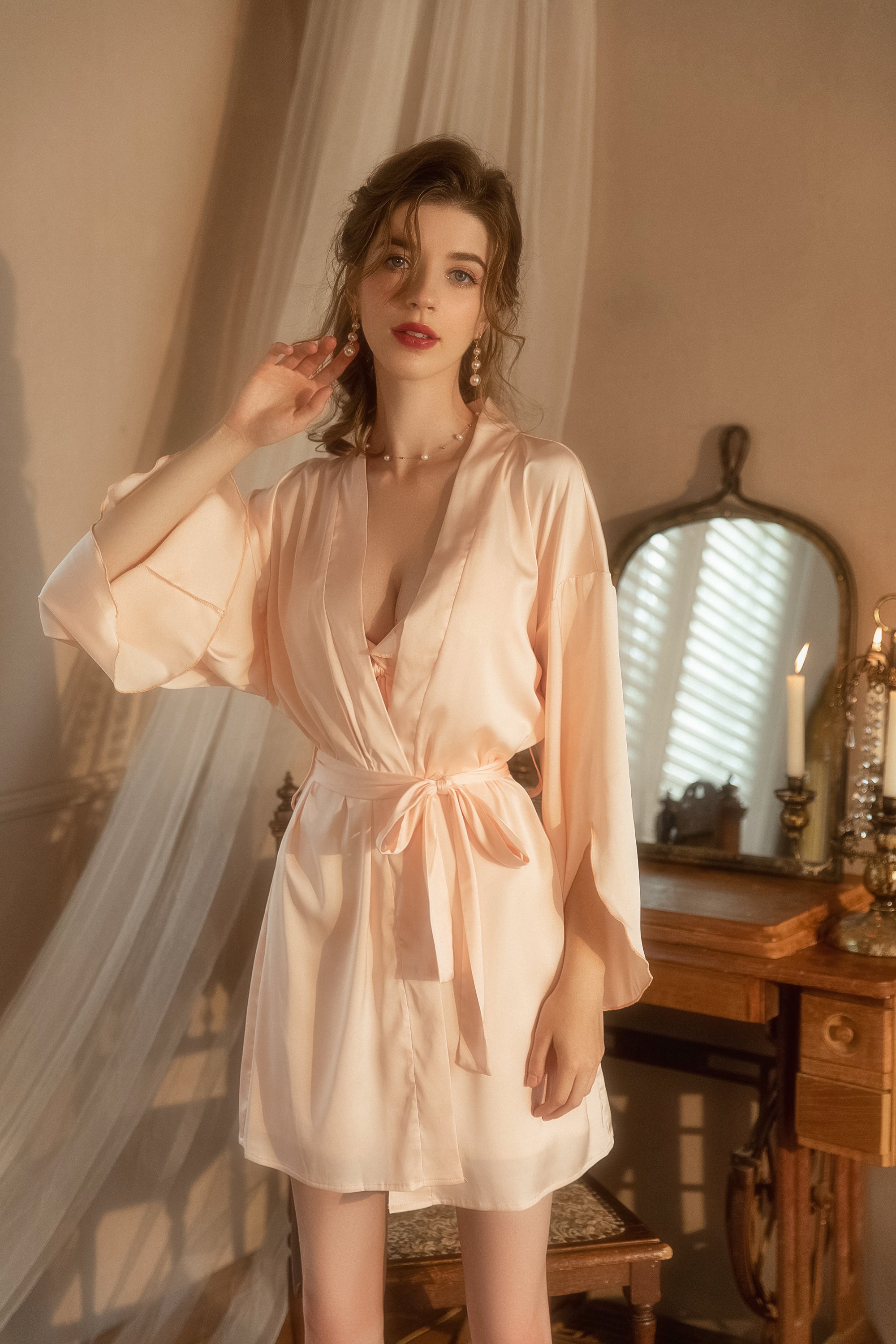 Harness Strap Lace Teddy     sheer lace robe, white lingerie, cami slip set, bridal robe, cozy & seductive