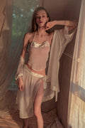 Sexy Sheer Mesh Ancient Chinese 3-Piece Lingerie Set – Elegant Hanfu-Inspired Belly Dance Top & Homewear Ensemble