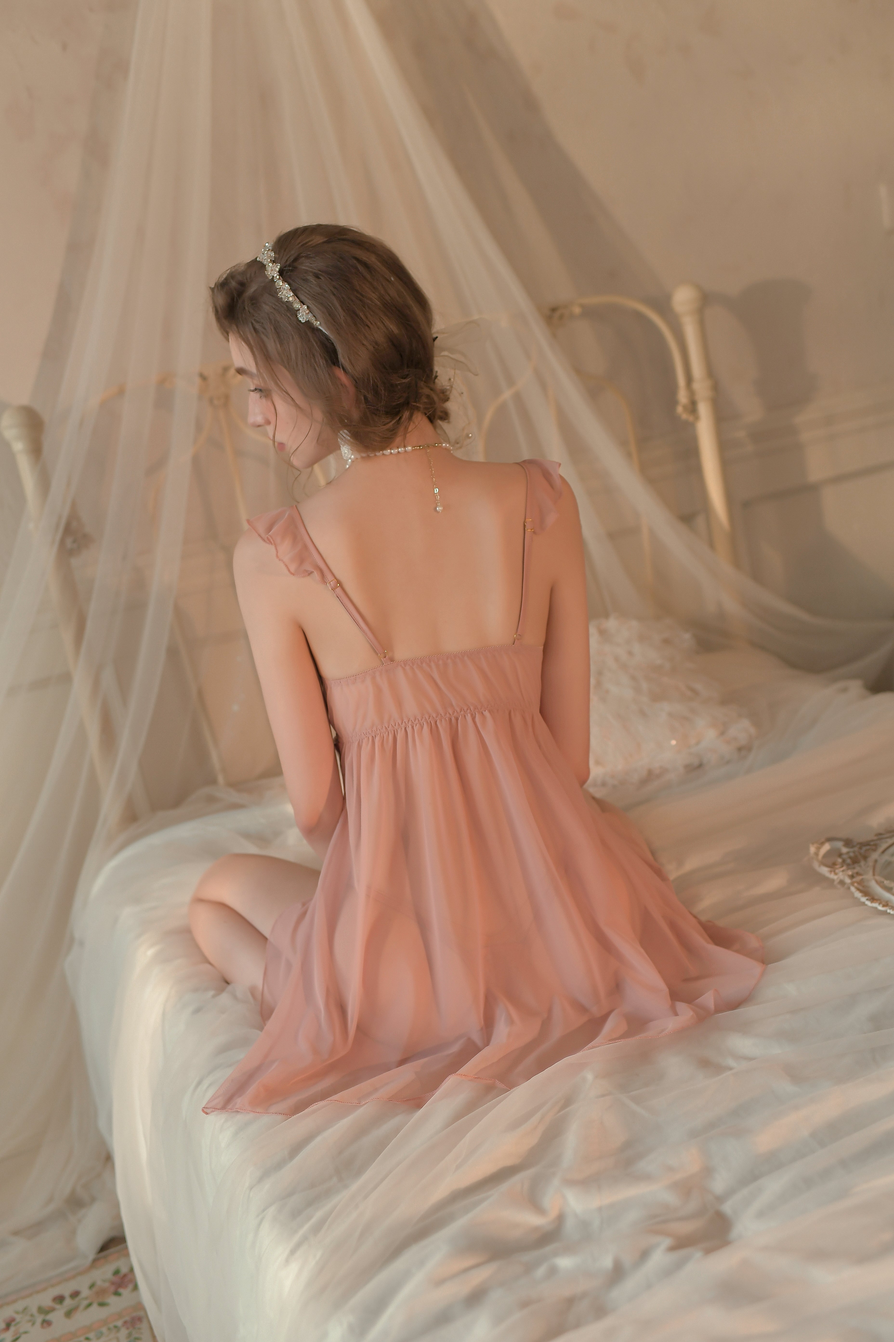 Lace Babydoll with Ruffled Hem and Scalloped Trim