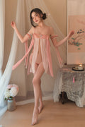 Sheer Mesh Cutout Teddy with Lace Trim and Adjustable Straps