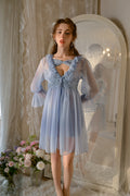 Lace Trimmed Chiffon Babydoll with Flared Hem and Adjustable Straps