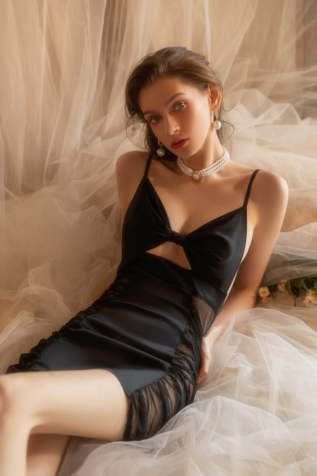 Satin Slip Dress with Halter Neck and Open Back