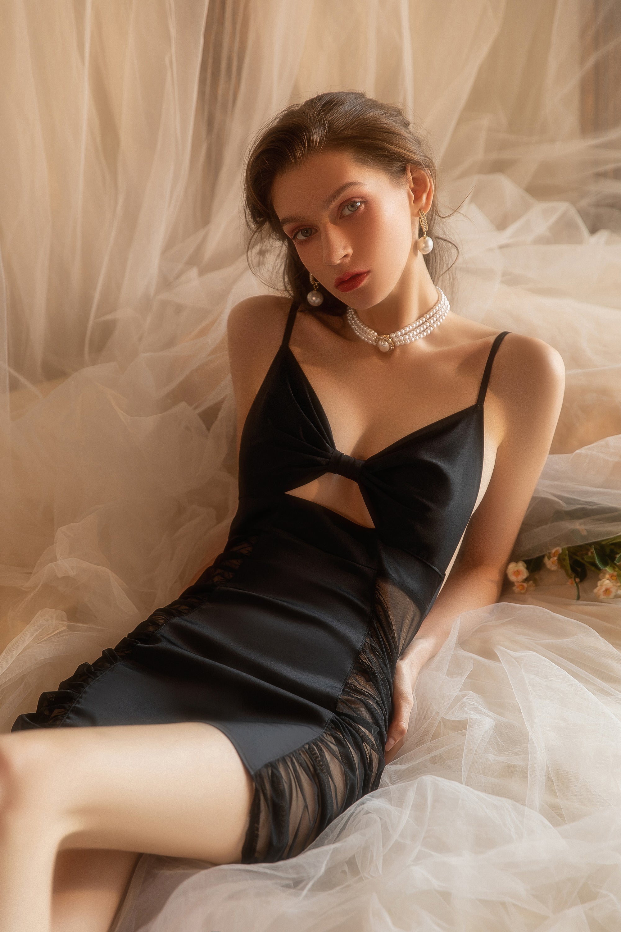 Satin Slip Dress with Halter Neck and Open Back