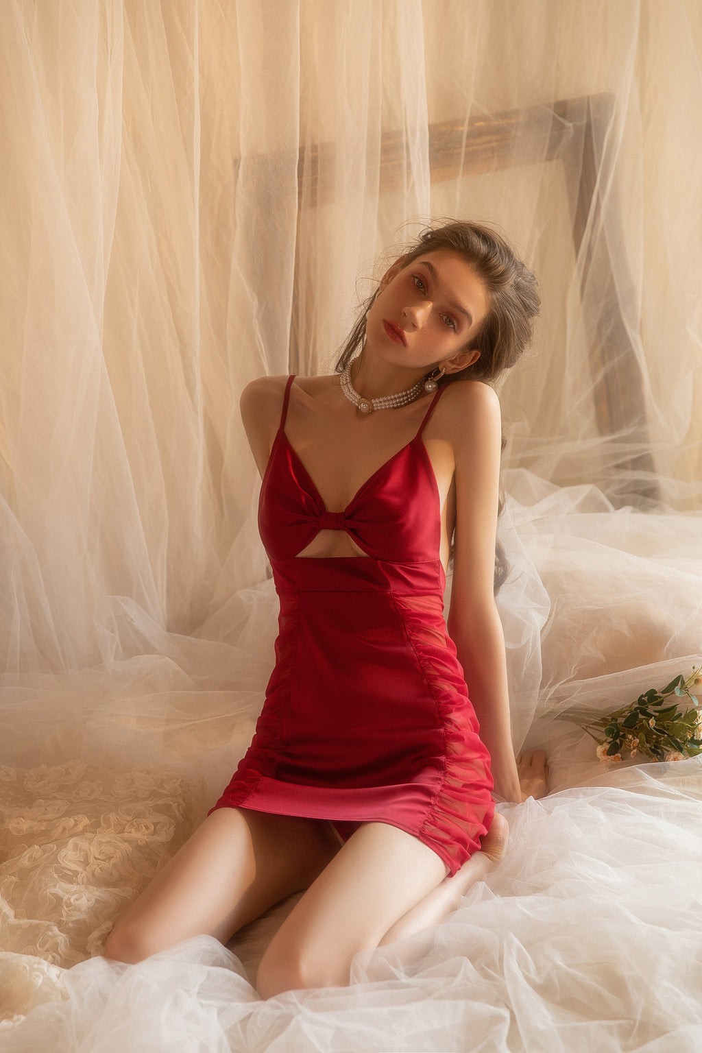 Satin Slip Dress with Halter Neck and Open Back