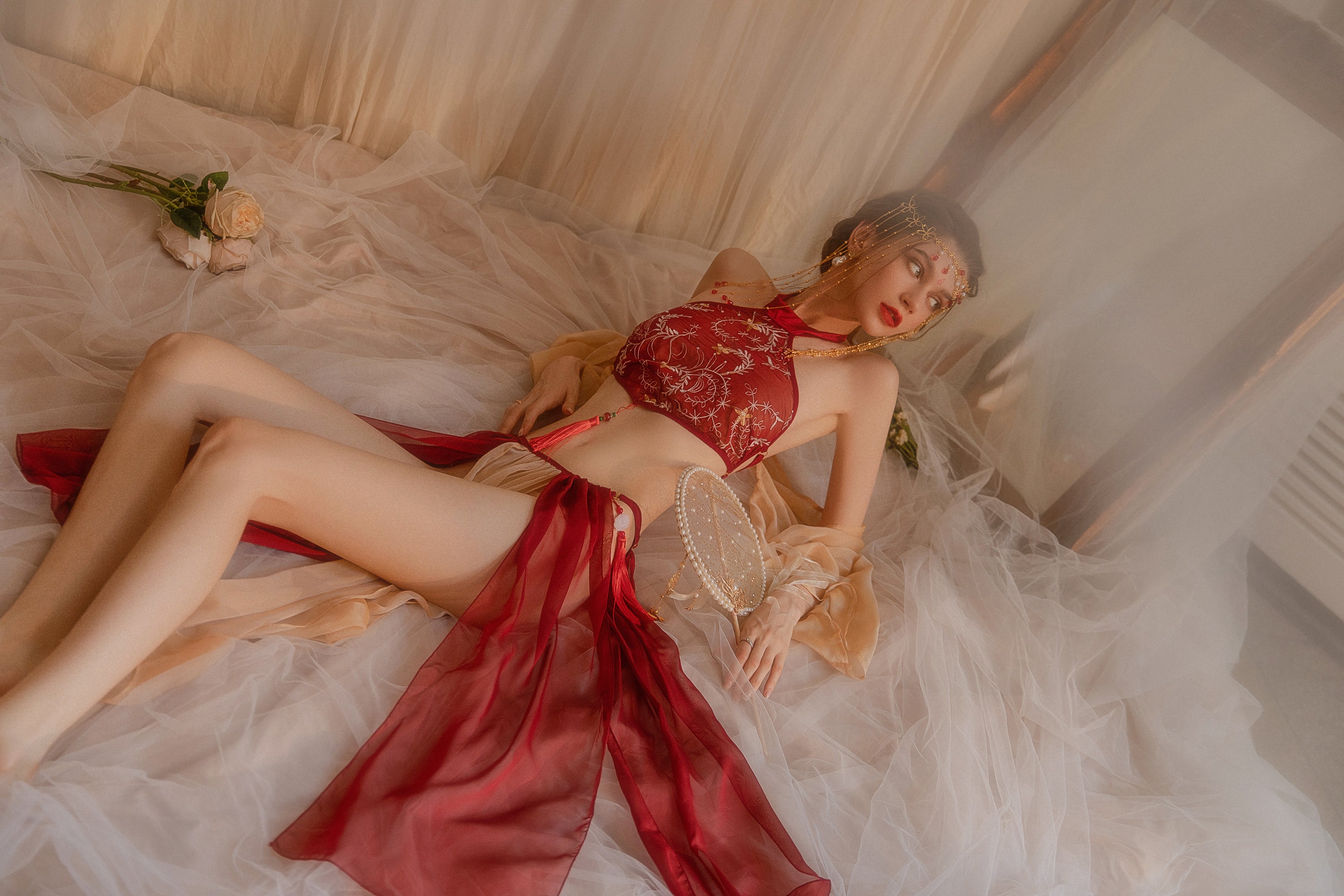 Kimono-Inspired Cosplay Lingerie with Obi Sash