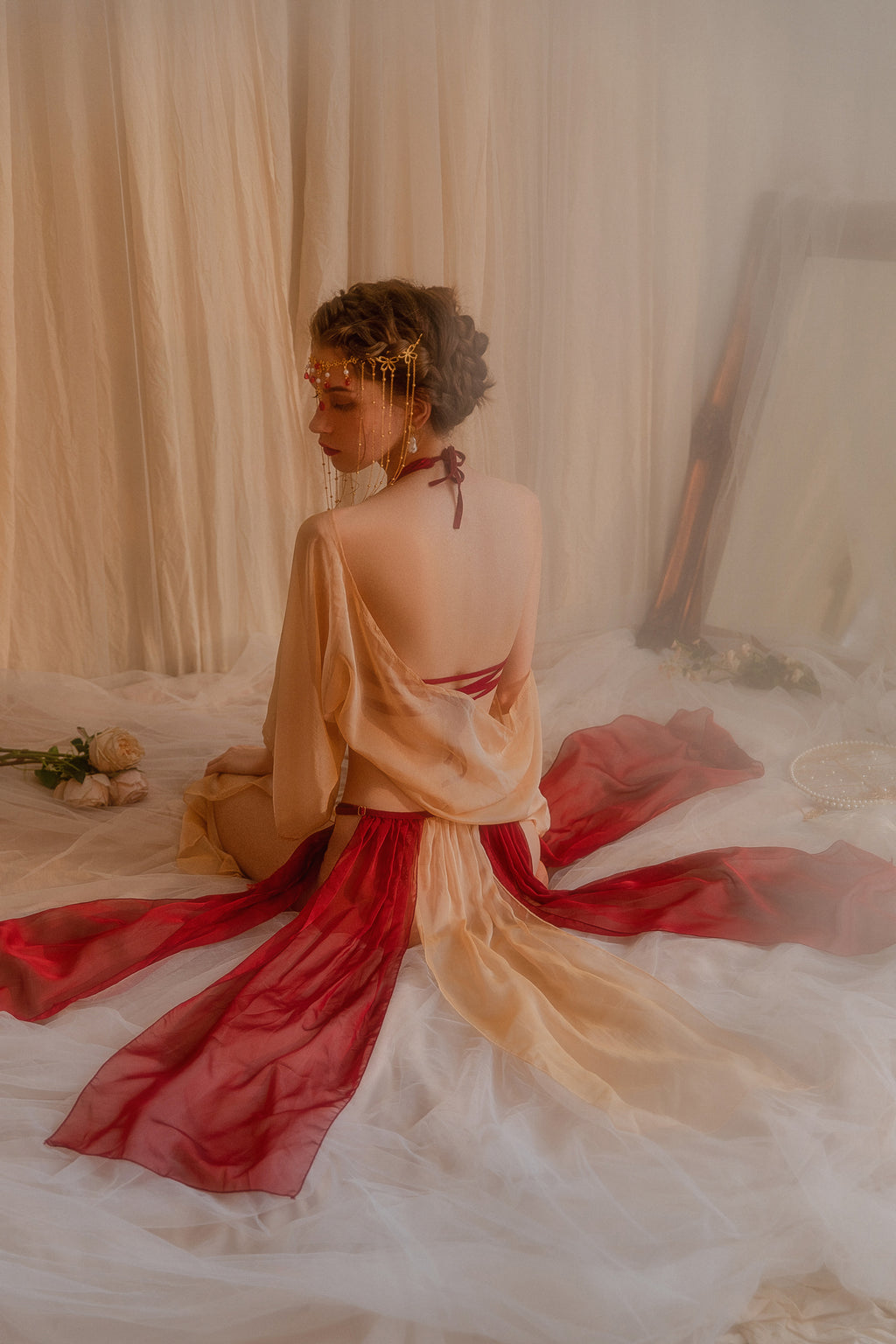 Kimono-Inspired Cosplay Lingerie with Obi Sash