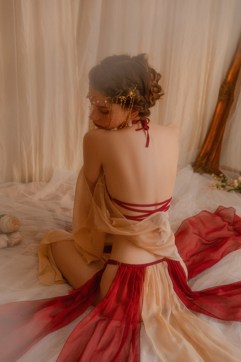Kimono-Inspired Cosplay Lingerie with Obi Sash