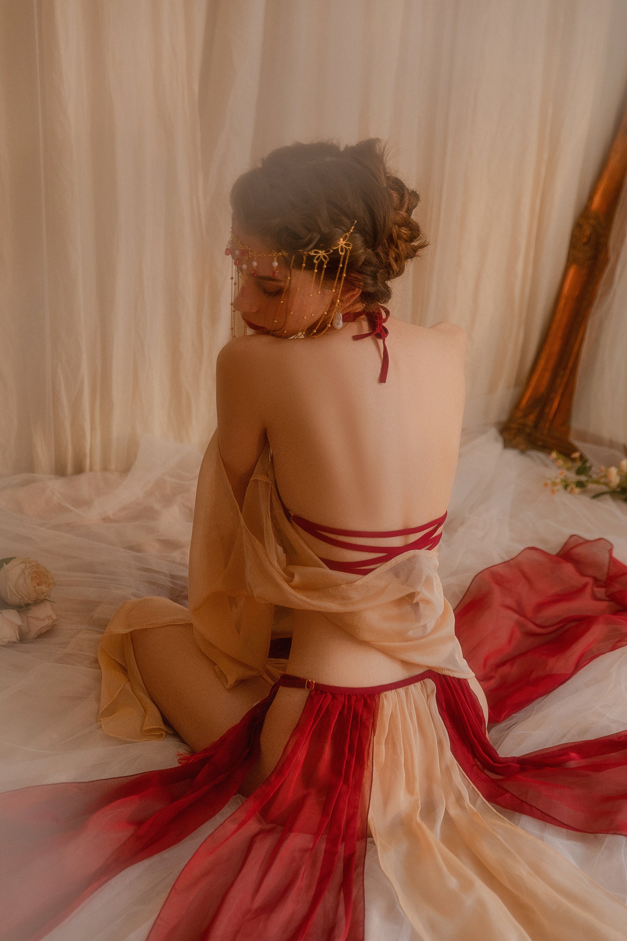 Kimono-Inspired Cosplay Lingerie with Obi Sash
