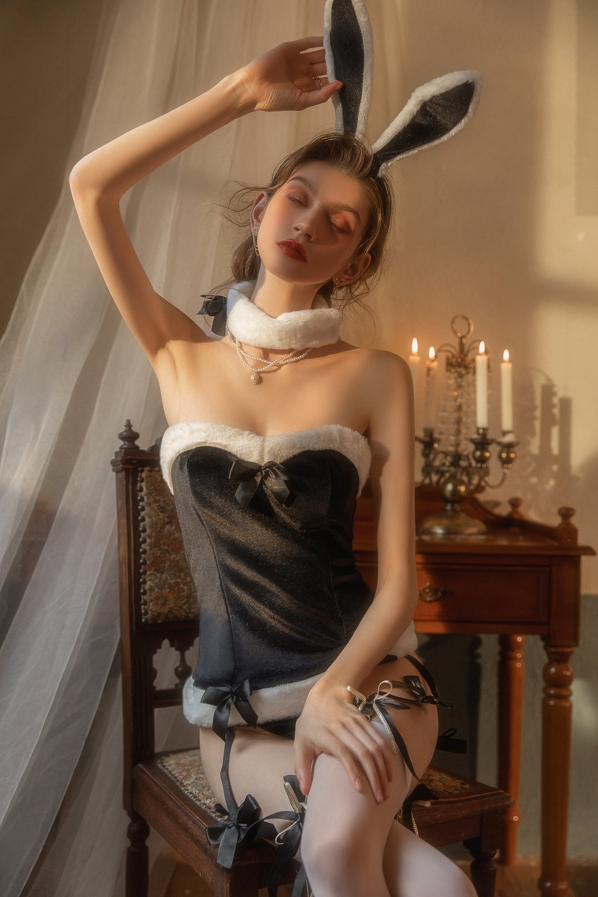 Lace Trimmed Satin Chemise with Asymmetrical Hem and Bow Detail