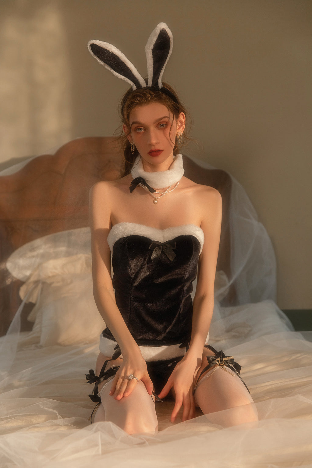 Lace Trimmed Satin Chemise with Asymmetrical Hem and Bow Detail