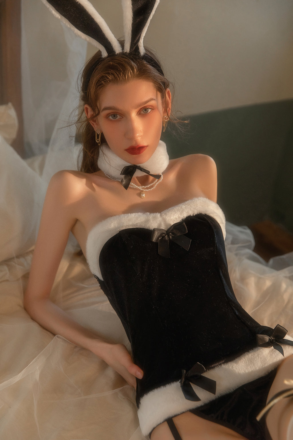 Lace Trimmed Satin Chemise with Asymmetrical Hem and Bow Detail