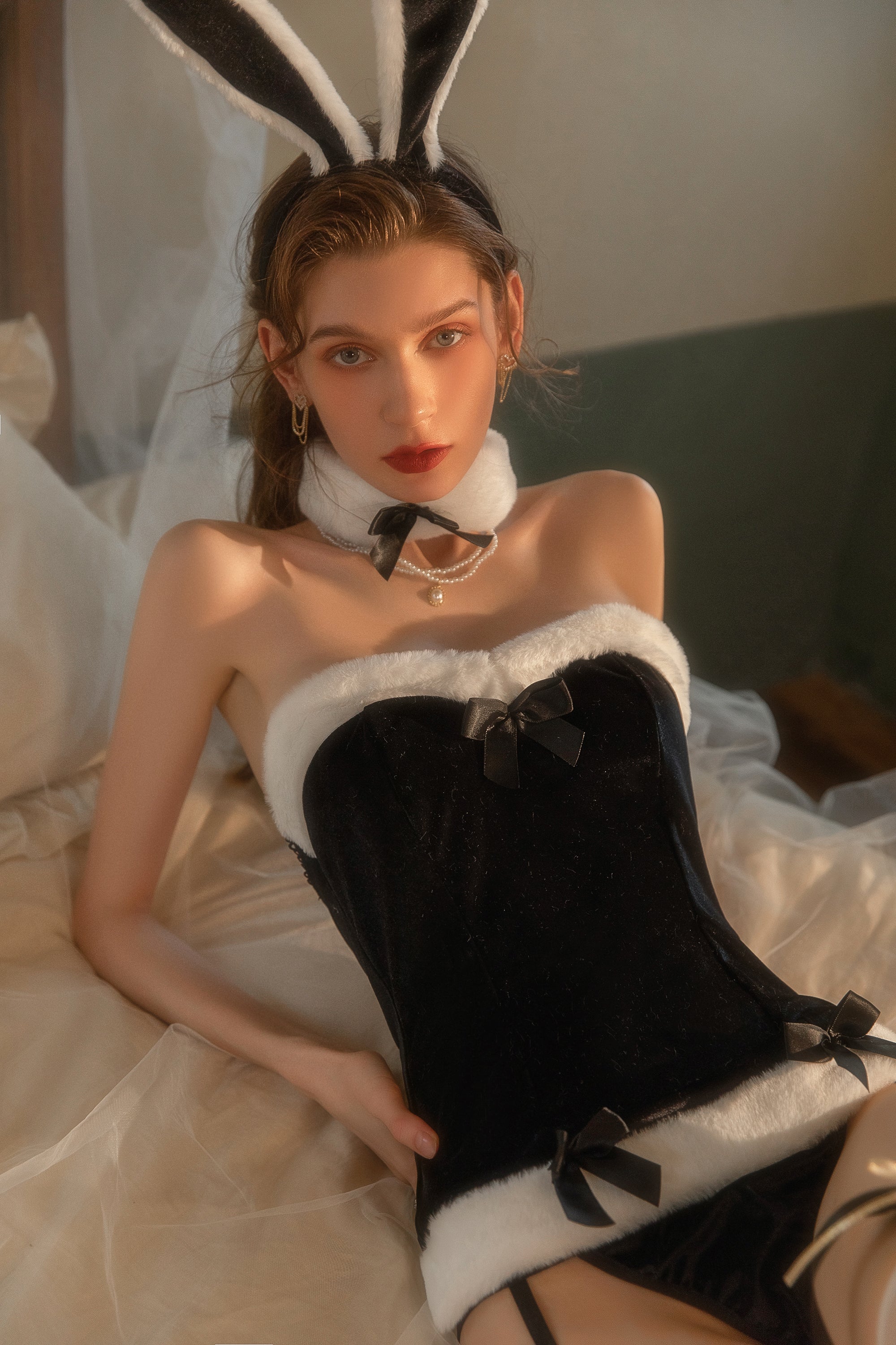 Lace Trimmed Satin Chemise with Asymmetrical Hem and Bow Detail