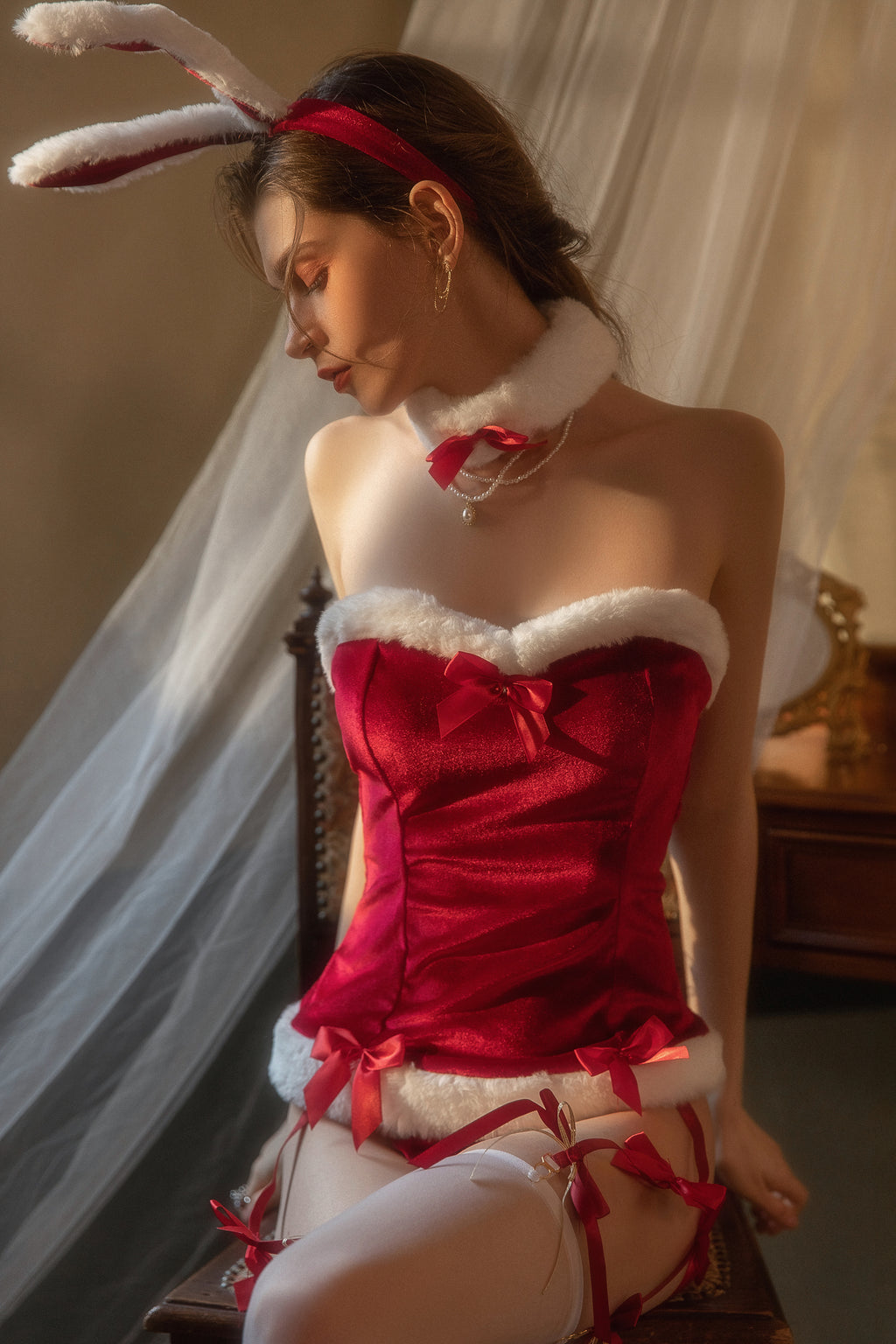 Lace Trimmed Satin Chemise with Asymmetrical Hem and Bow Detail