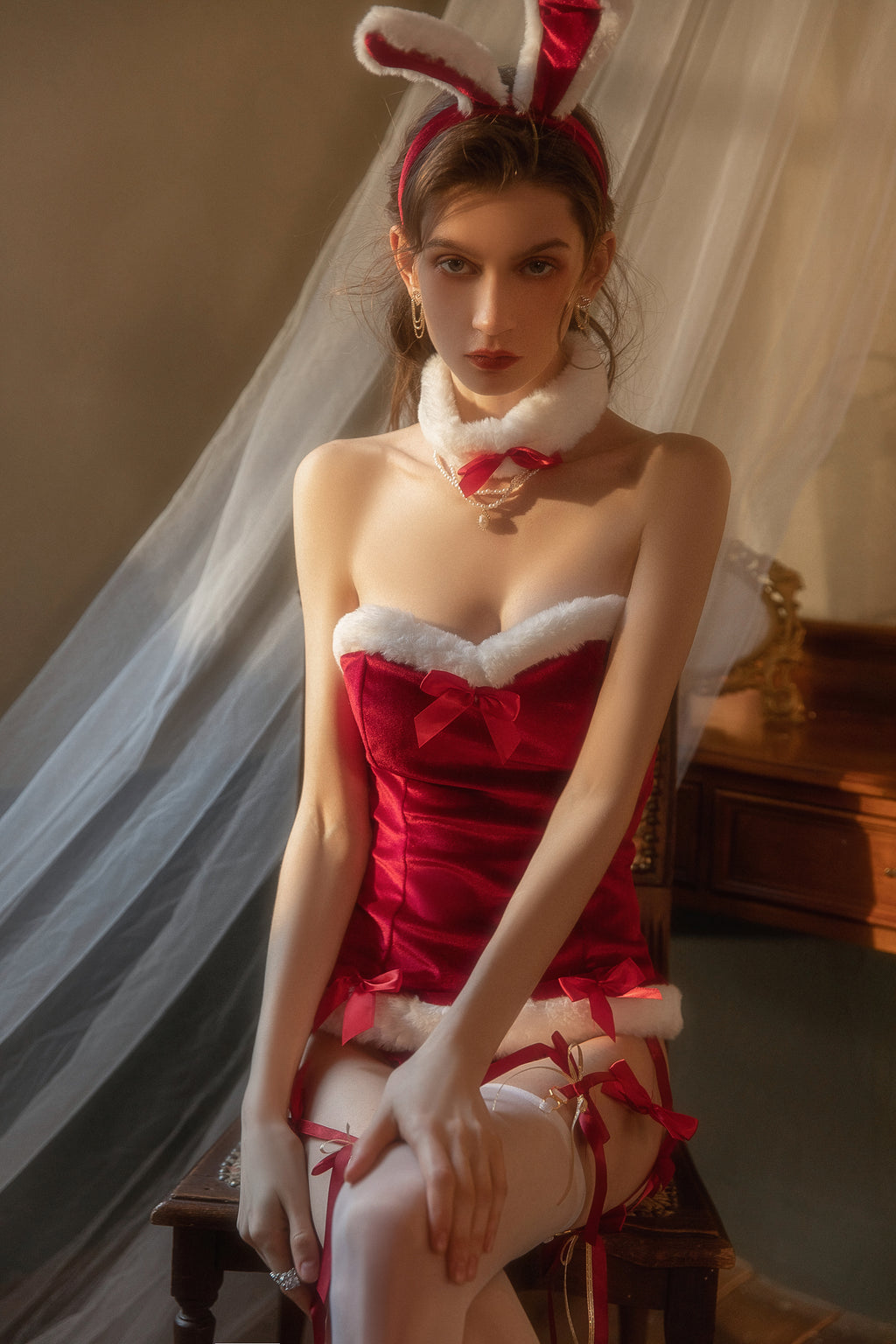 Lace Trimmed Satin Chemise with Asymmetrical Hem and Bow Detail