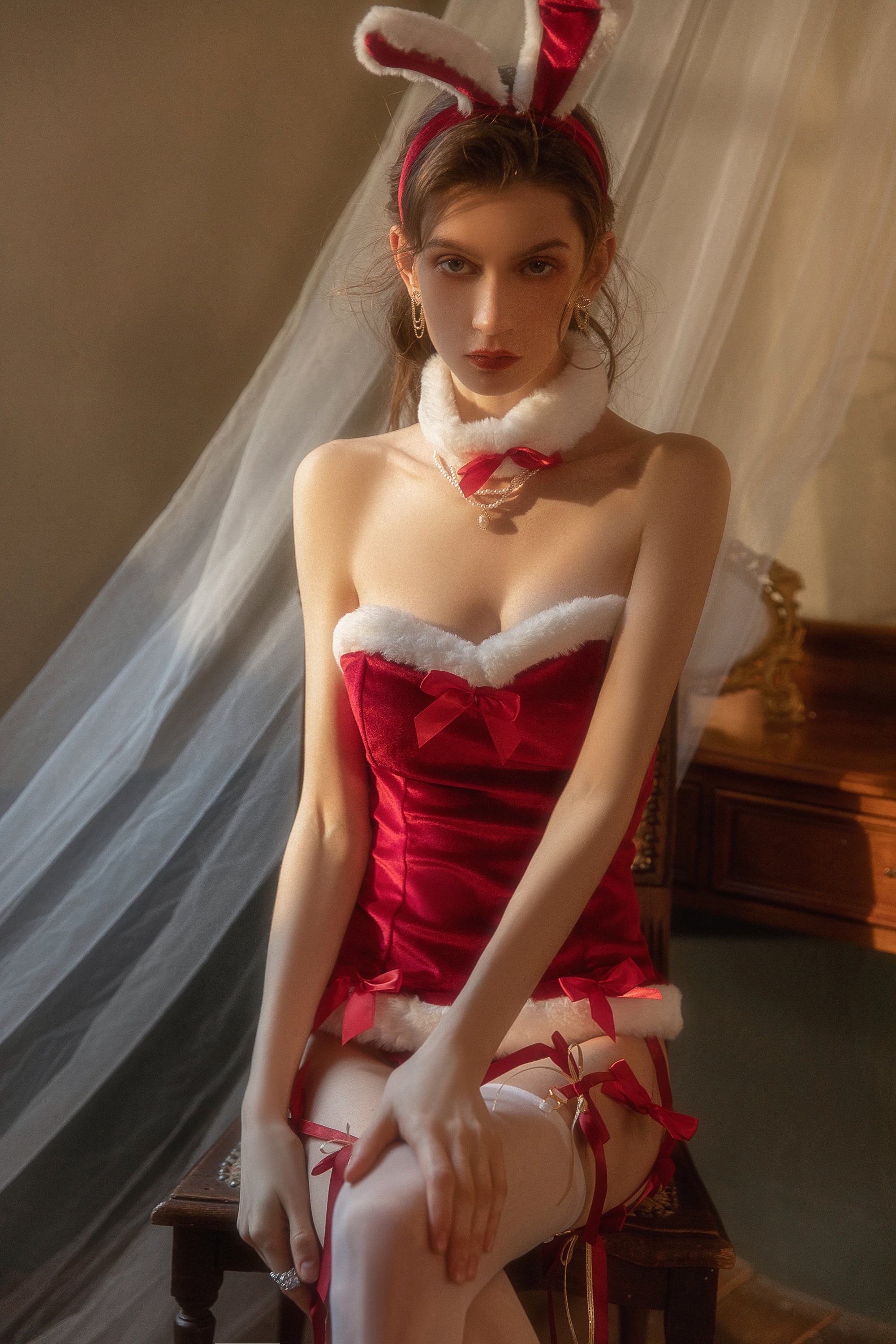 Lace Trimmed Satin Chemise with Asymmetrical Hem and Bow Detail