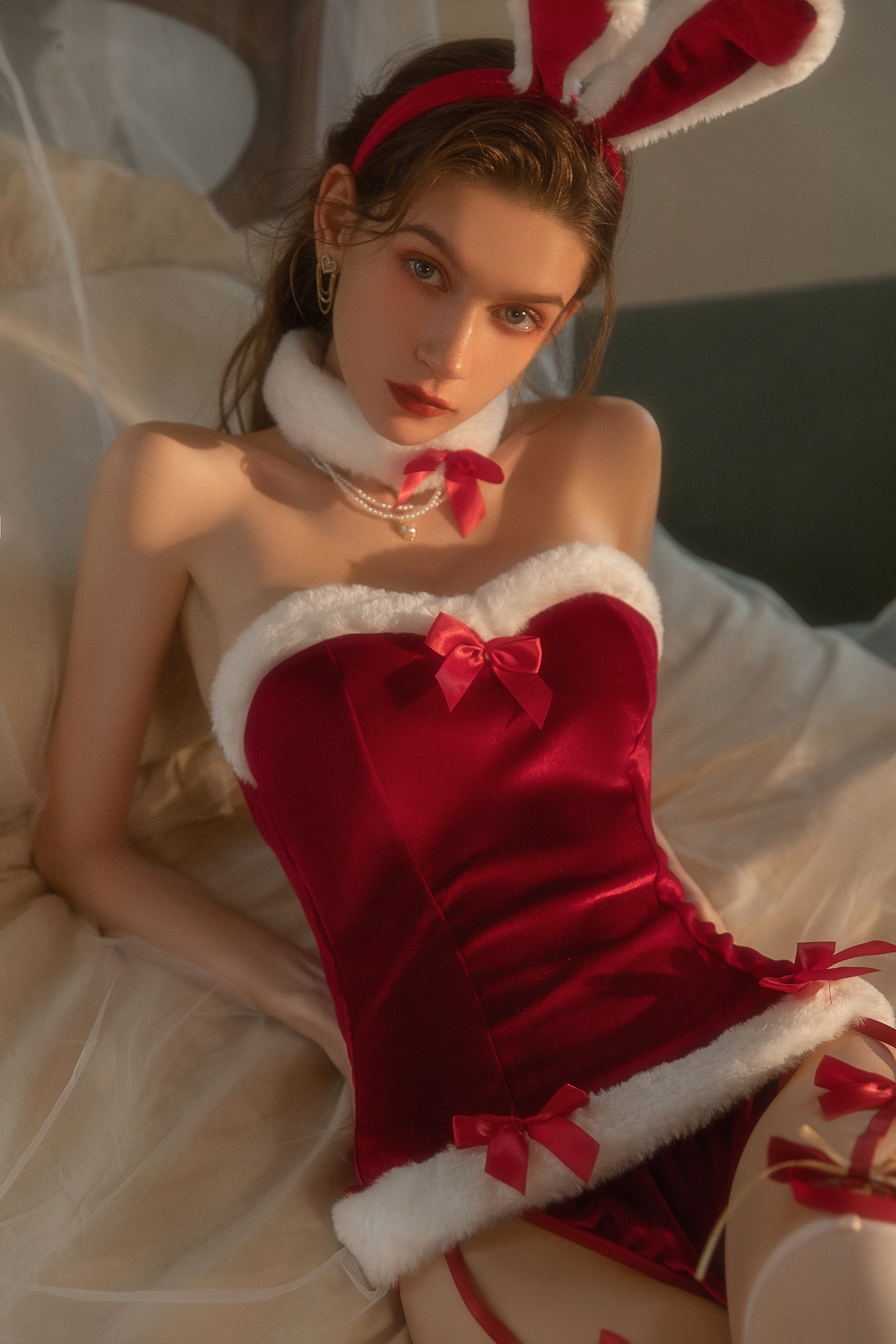 Lace Trimmed Satin Chemise with Asymmetrical Hem and Bow Detail