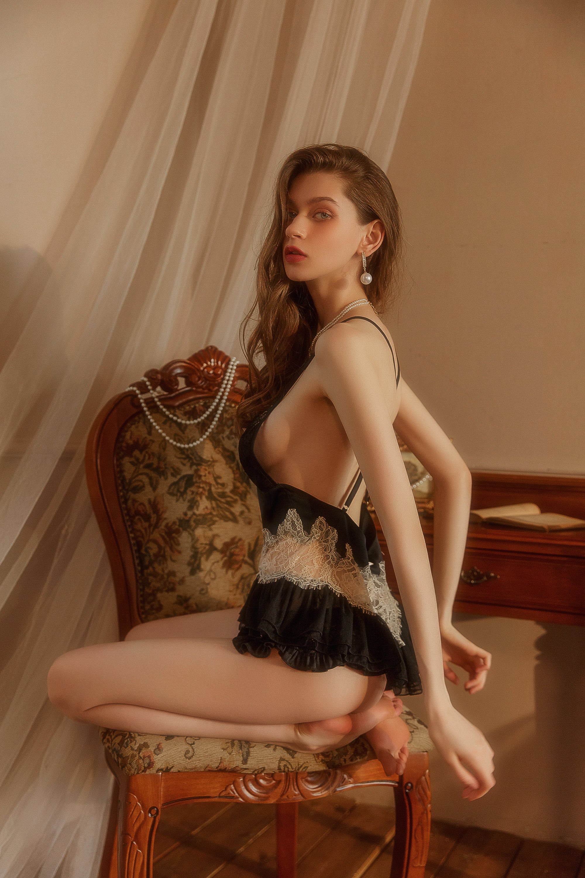 Lace Ruffle Babydoll Set